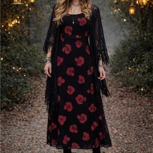 Vintage Valerie Stevens 100% silk floral dress